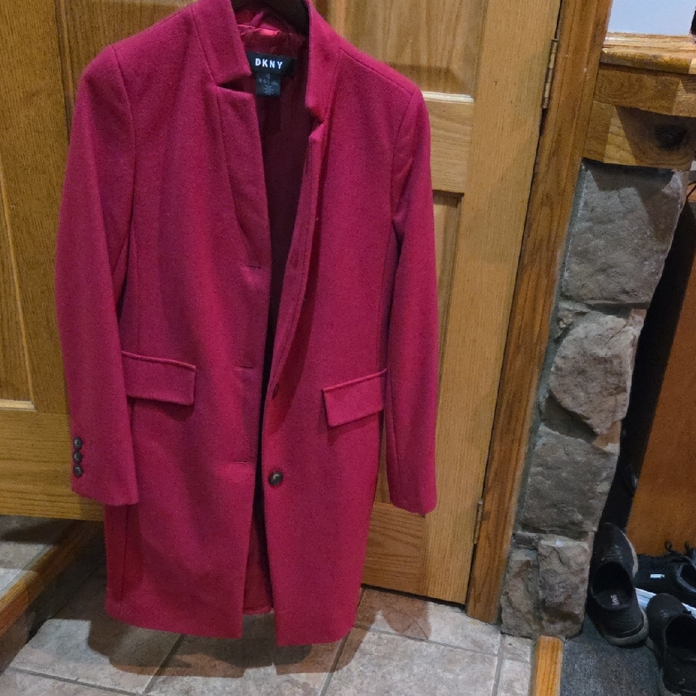 DKNY Women's Vibrant RED Pea Coat NBW